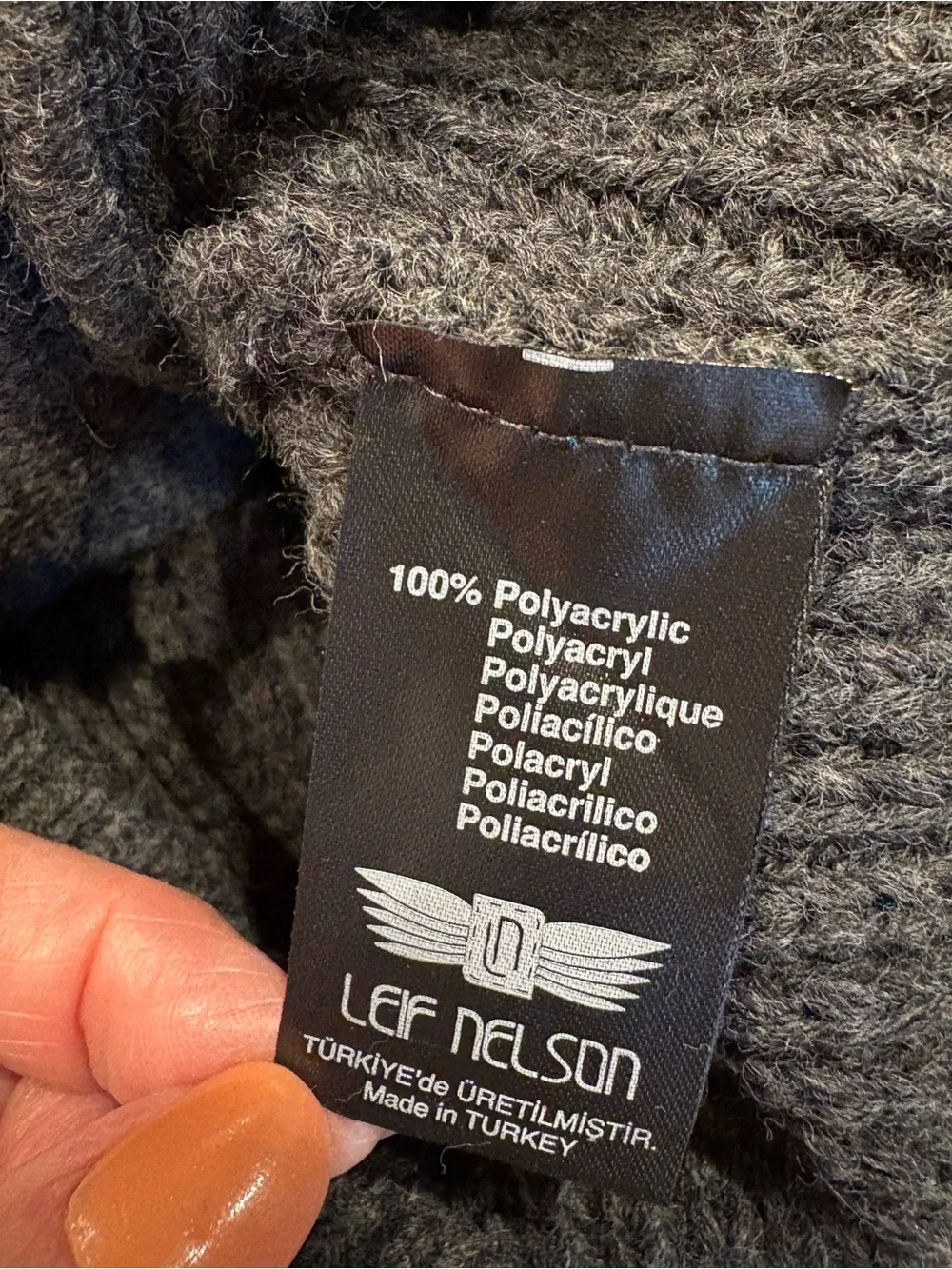 NWT Leif Nelson Men's Dark Gray Cable Knit Toggle Cardigan Shawl Turtleneck L